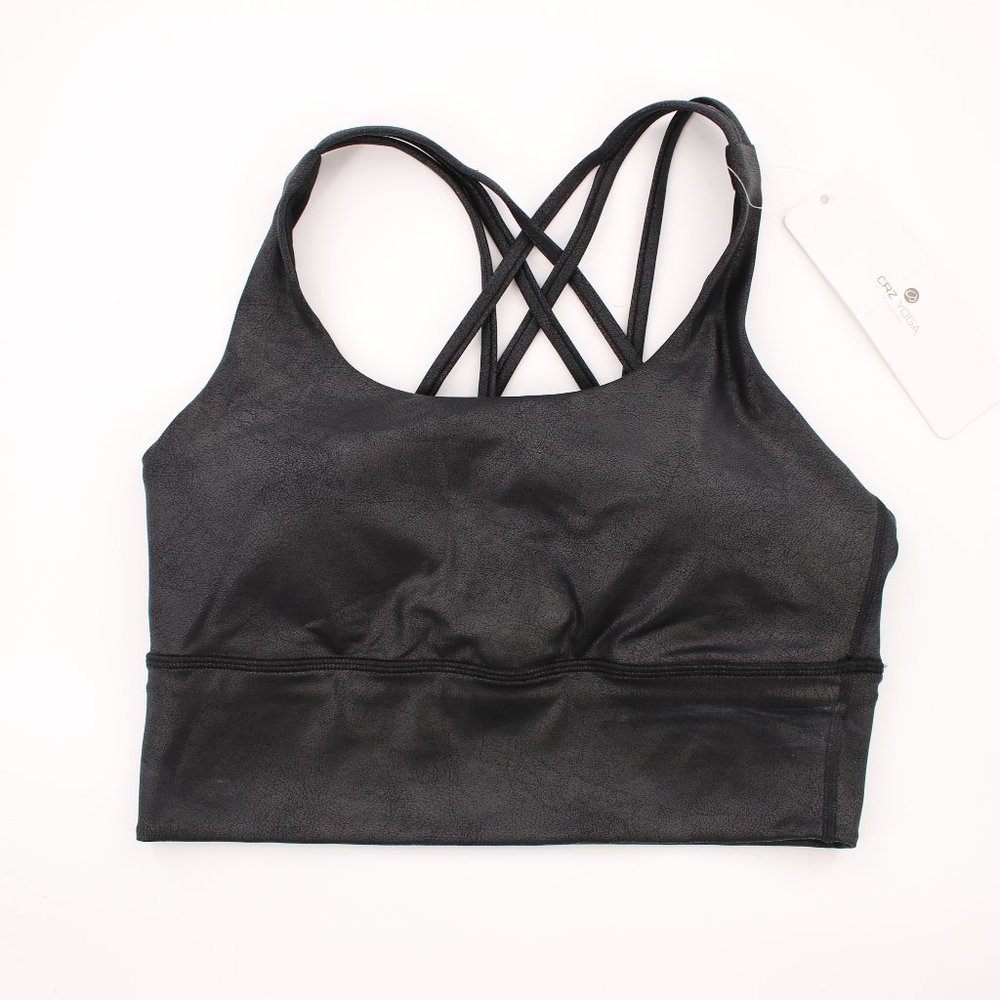 NWT Black Criss Cross CRZ Yoga Sports Bra M